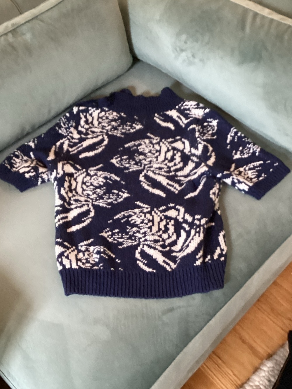 Maeve Navy and White Floral Crewneck Sweater